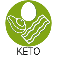 Green circle with a green keto-recipe symbol