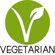 Green circle with a green vegetarian-recipe symbol